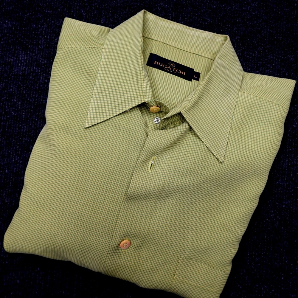 Bugatchi Uomo Button Down Micro Check Mens L Green - image 8